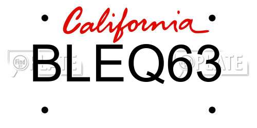 BLEQ63 California License Plate
