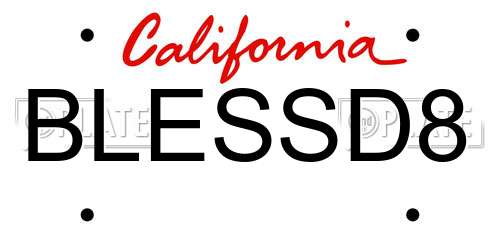 BLESSD8 California License Plate