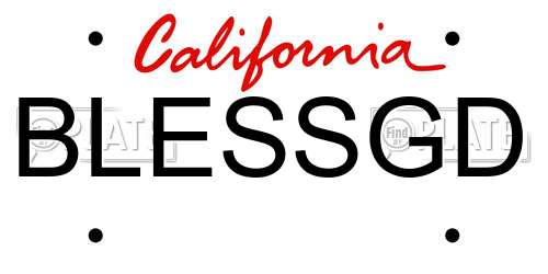 BLESSGD California License Plate