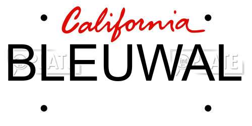 BLEUWAL California License Plate