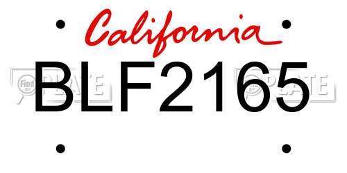 BLF2165 California License Plate