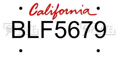 BLF5679 California License Plate