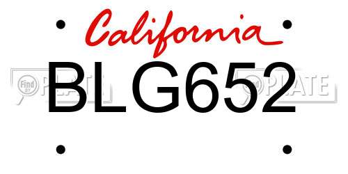 BLG652 California License Plate