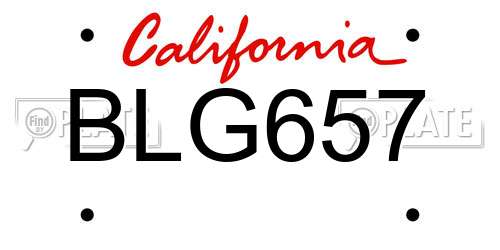 BLG657 California License Plate