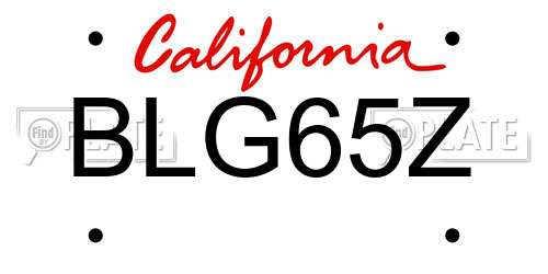 BLG65Z California License Plate