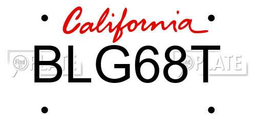 BLG68T California License Plate