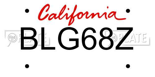 BLG68Z California License Plate