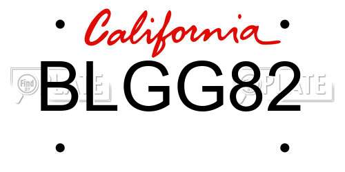 BLGG82 California License Plate