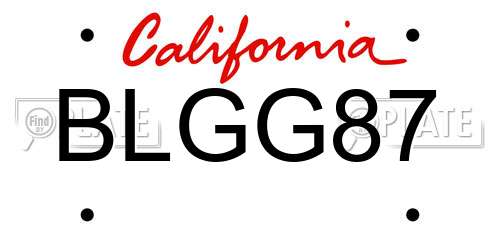 BLGG87 California License Plate