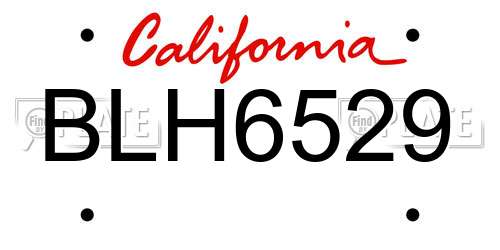 BLH6529 California License Plate
