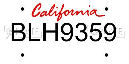 BLH9359 California License Plate