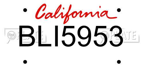 BLI5953 California License Plate