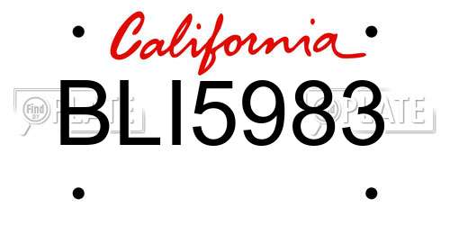 BLI5983 California License Plate