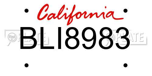 BLI8983 California License Plate