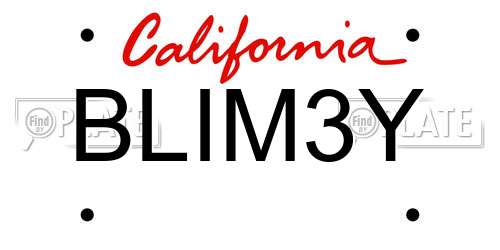 BLIM3Y California License Plate