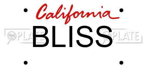 BLISS California License Plate