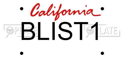 BLIST1 California License Plate