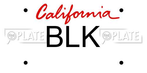 BLK California License Plate
