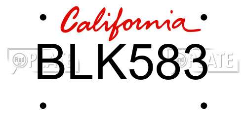 BLK583 California License Plate