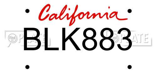 BLK883 California License Plate