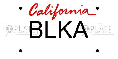 BLKA California License Plate