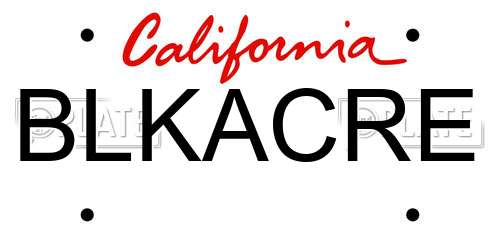 BLKACRE California License Plate