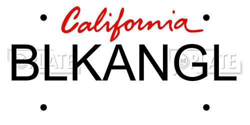 BLKANGL California License Plate