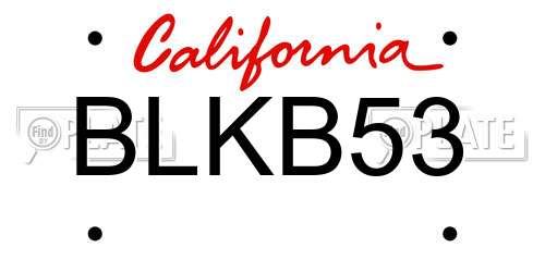 BLKB53 California License Plate