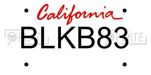 BLKB83 California License Plate
