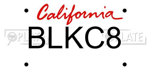 BLKC8 California License Plate