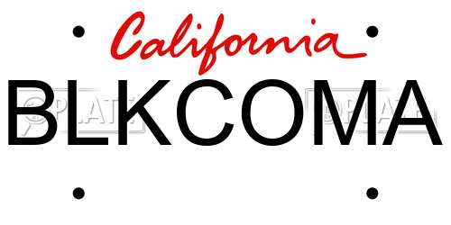 BLKCOMA California License Plate