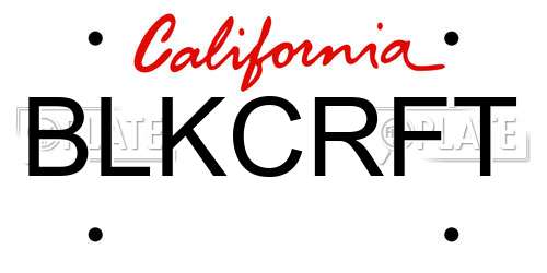 BLKCRFT California License Plate