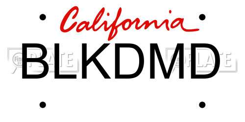 BLKDMD California License Plate