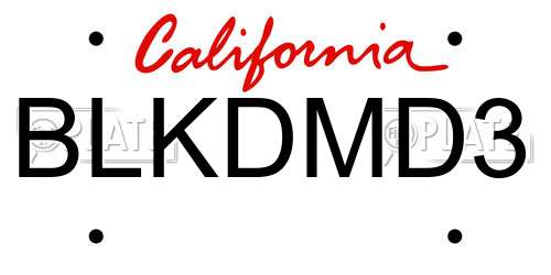 BLKDMD3 California License Plate