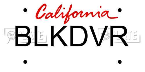 BLKDVR California License Plate