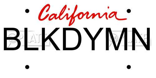 BLKDYMN California License Plate