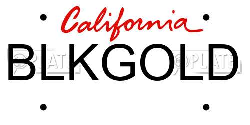 BLKGOLD California License Plate