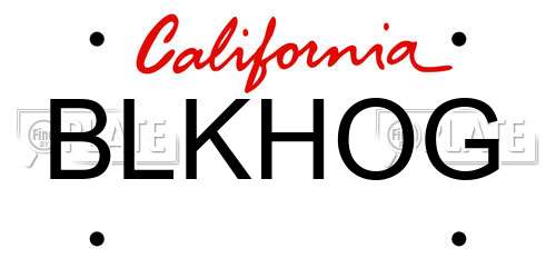 BLKHOG California License Plate