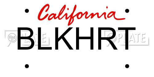BLKHRT California License Plate