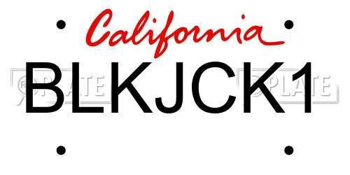 BLKJCK1 California License Plate