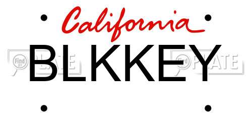 BLKKEY California License Plate