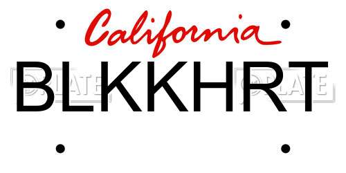 BLKKHRT California License Plate