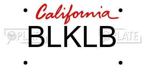 BLKLB California License Plate