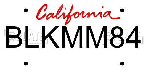 BLKMM84 California License Plate