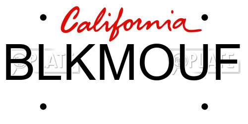 BLKMOUF California License Plate