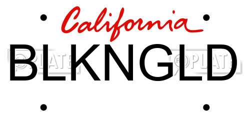 BLKNGLD California License Plate