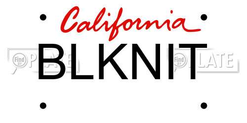 BLKNIT California License Plate