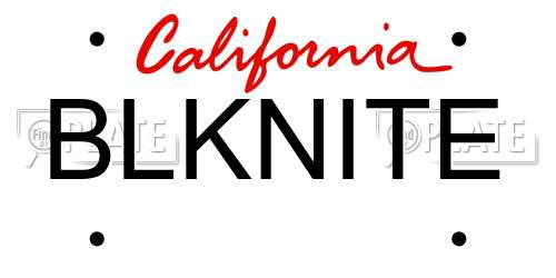 BLKNITE California License Plate
