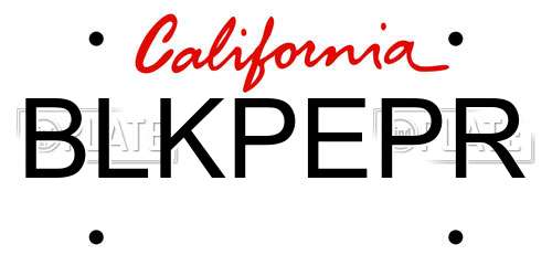 BLKPEPR California License Plate