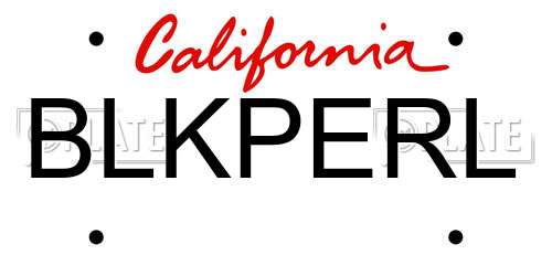BLKPERL California License Plate